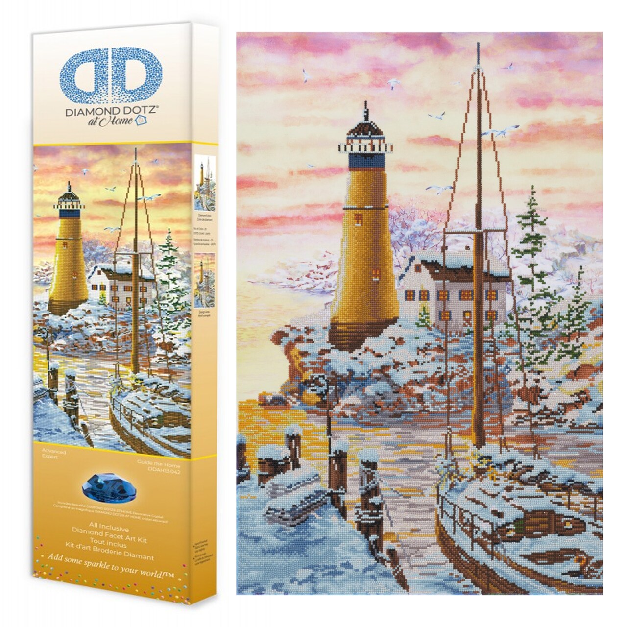 Diamond Dotz at Home - Guide me Home, Partial Drill, Round Dotz, Diamond Painting Kits, Diamond Art Kits for Adults, Lighthouse Diamond Art, Diamond Art, Diamond Dotz, 20"x31"